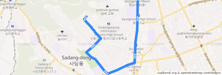 Mapa del recorrido 동작17 de la línea  en ソウル.