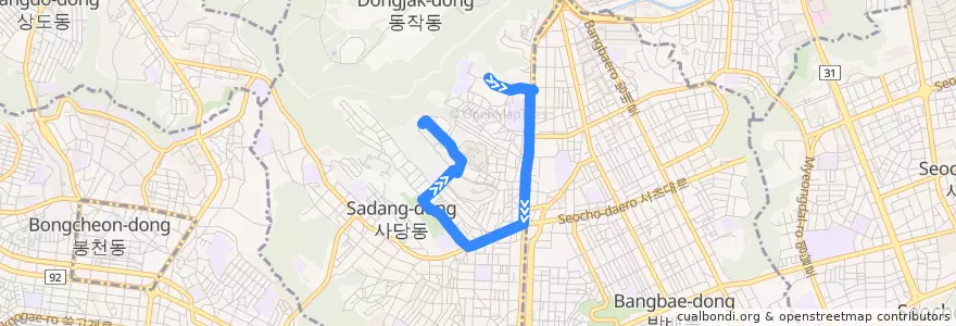 Mapa del recorrido 동작17 de la línea  en 서울.