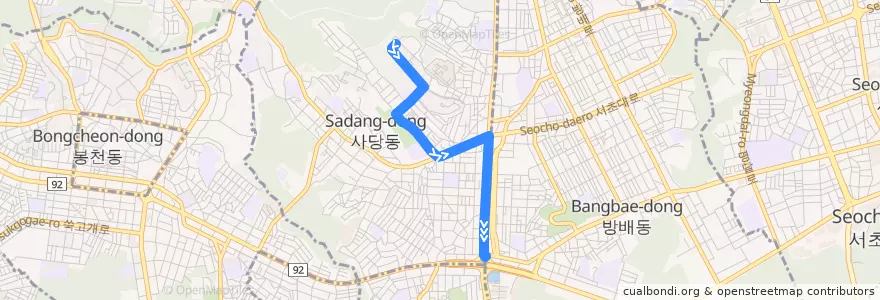Mapa del recorrido 동작18 de la línea  en Сеул.