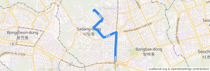 Mapa del recorrido 동작18 de la línea  en سئول.