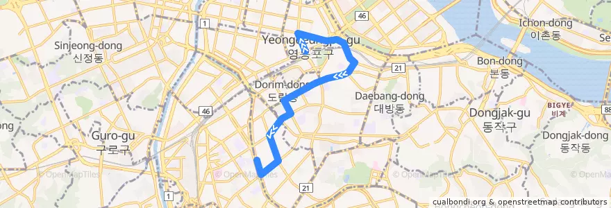 Mapa del recorrido 영등포04 de la línea  en 永登浦區.