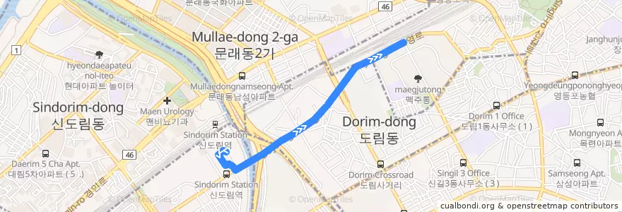 Mapa del recorrido 영등포08 de la línea  en 서울.