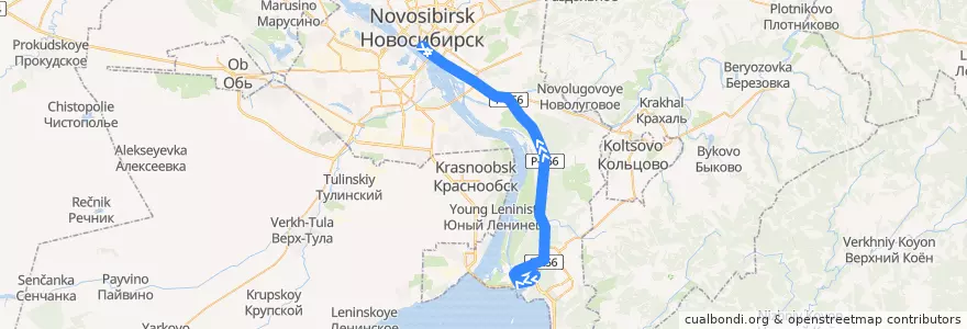 Mapa del recorrido Автобус 36э de la línea  en ノヴォシビルスク管区.