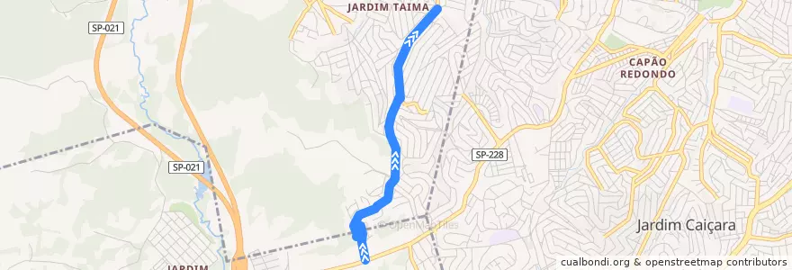 Mapa del recorrido Jardim Batista/ Jardim Tomé de la línea  en Embu das Artes.