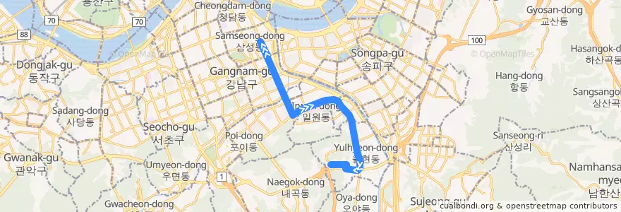 Mapa del recorrido 강남06 de la línea  en 강남구.