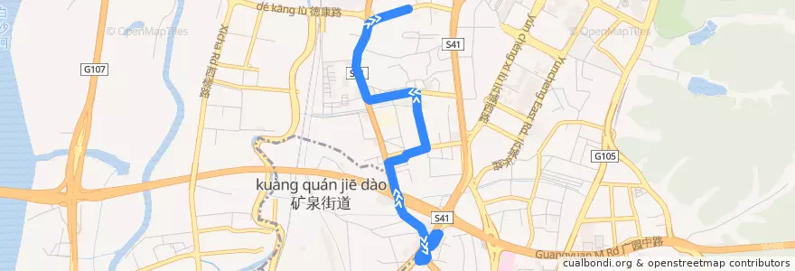 Mapa del recorrido 475路[地铁三元里站(C2出口)-岗贝路总站] de la línea  en Baiyun District.