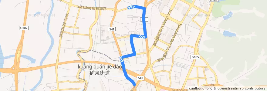 Mapa del recorrido 475路[岗贝路总站-地铁三元里站(C2出口)] de la línea  en Baiyun District.