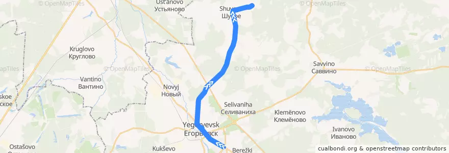 Mapa del recorrido Автобус: № 33К «Егорьевск (Микрорайон 2) - Шувое» de la línea  en городской округ Егорьевск.