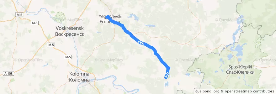 Mapa del recorrido Автобус: № 26 «Егорьевск (автовокзал) - Полбино - Радовицы (Первый посёлок)» de la línea  en Yegoryevsk Urban Okrug.