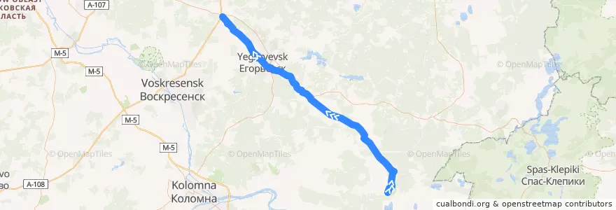 Mapa del recorrido Автобус: № 340 «Москва (автостанция «Выхино») - Радовицы (Первый посёлок)» de la línea  en городской округ Егорьевск.