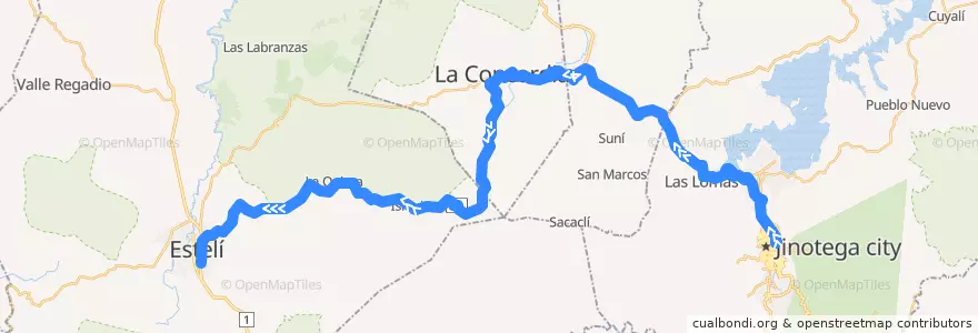 Mapa del recorrido Ruteado: Jinotega --> Estelí de la línea  en Nicaragua.