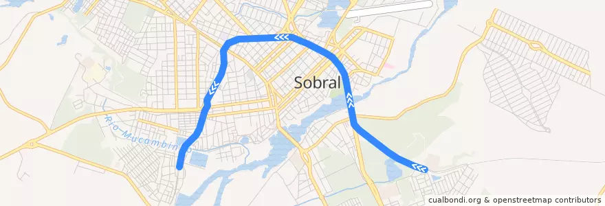 Mapa del recorrido Linha Sul (Estação Cohab II->Sumaré) de la línea  en Sobral.