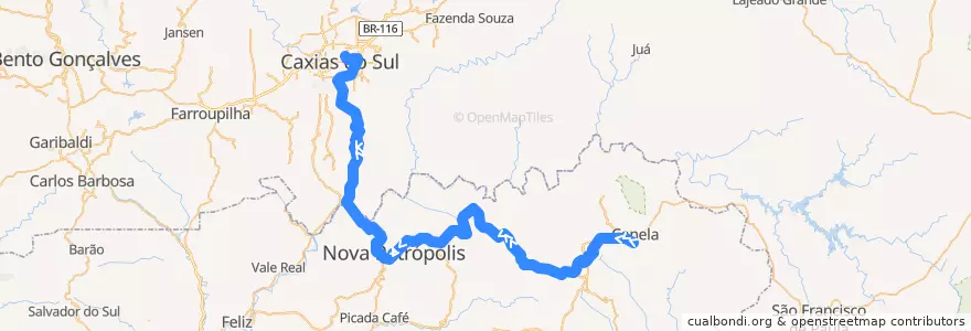 Mapa del recorrido CAN-CAX de la línea  en Região Geográfica Imediata de Caxias do Sul.