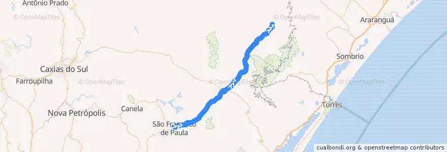 Mapa del recorrido SFP-OVD de la línea  en Região Geográfica Imediata de Caxias do Sul.