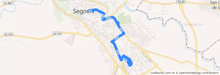 Mapa del recorrido Línea 1 de la línea  en Segovia.