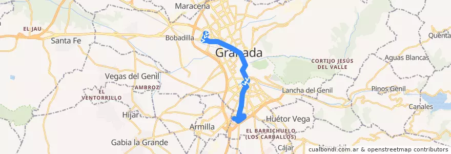 Mapa del recorrido Bus 4: Chana → Zaidín de la línea  en Granada.