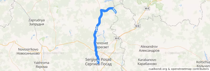 Mapa del recorrido Автобус 24: Станция Сергиев Посад - Плотихино de la línea  en Сергиево-Посадский городской округ.