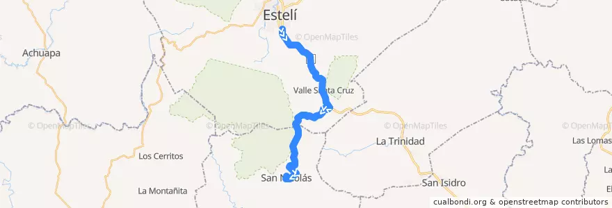 Mapa del recorrido Estelí - San Nicolás de la línea  en Estelí.