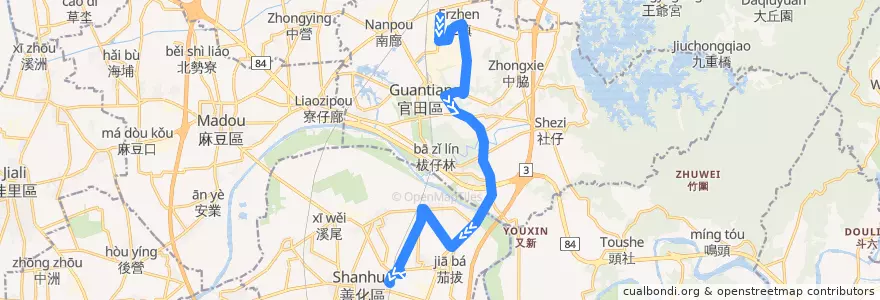 Mapa del recorrido 橘4-1(返程) de la línea  en 臺南市.