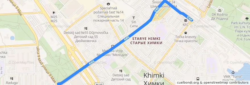 Mapa del recorrido Автобус № 1 Ст. Химки - Микрорайон 2 Б de la línea  en городской округ Химки.