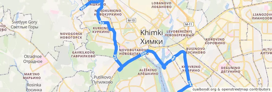 Mapa del recorrido Автобус 958: Городок ЮРМА => Метро "Речной вокзал" de la línea  en Moskou.