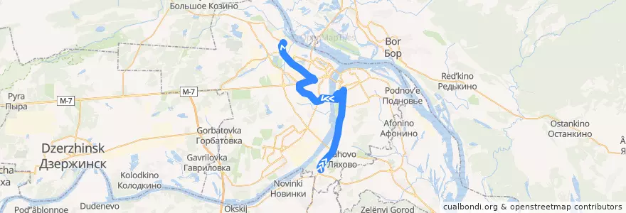 Mapa del recorrido Автобус 29: Автовокзал «Щербинки» => Красное Сормово de la línea  en городской округ Нижний Новгород.