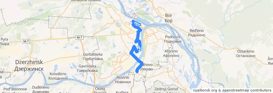 Mapa del recorrido Автобус 86: микрорайон «Седьмое небо» => автостанция «Щербинки» de la línea  en городской округ Нижний Новгород.