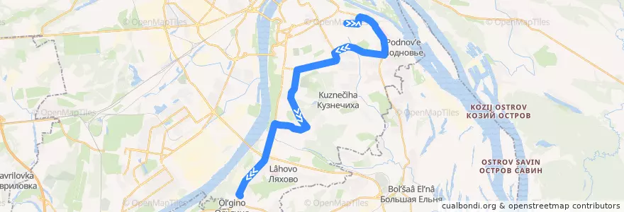 Mapa del recorrido Автобус 82: улица Усилова => автостанция «Щербинки» de la línea  en Nizhny Novgorod.