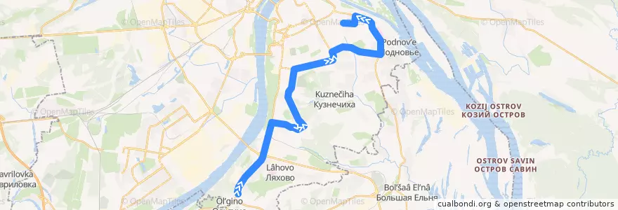 Mapa del recorrido Автобус 82: автостанция «Щербинки» => улица Усилова de la línea  en Stadtkreis Nischni Nowgorod.