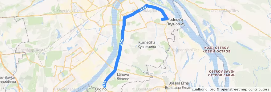 Mapa del recorrido Автобус 14: Автостанция «Щербинки» => Деловая улица de la línea  en Nizhny Novgorod.