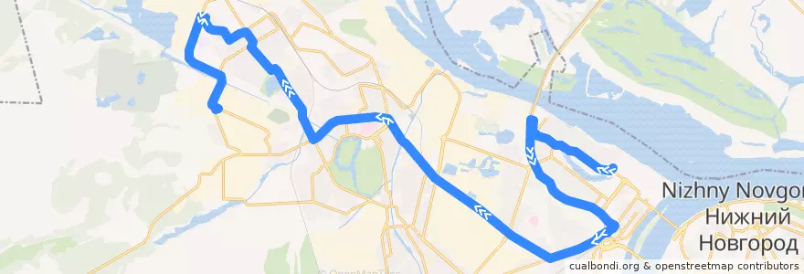 Mapa del recorrido Автобус 39: микрорайон «Седьмое небо» => АО «Лазурь» de la línea  en городской округ Нижний Новгород.