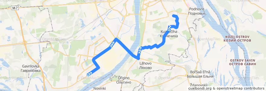 Mapa del recorrido Автобус 63: улица Янки Купалы => улица Бориса Корнилова de la línea  en городской округ Нижний Новгород.