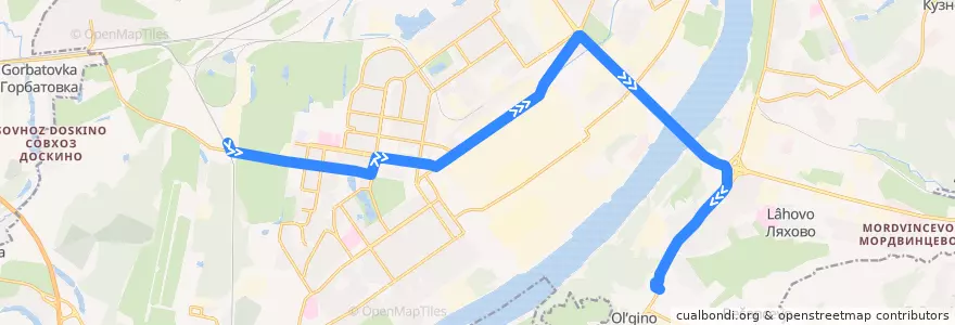 Mapa del recorrido Автобус 79: станция Петряевка => Автостанция «Щербинки» de la línea  en Nizhny Novgorod.