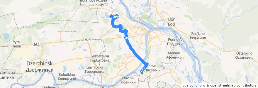 Mapa del recorrido Автобус 55: Автостанция «Щербинки» => ЗКПД-4 de la línea  en Nizhny Novgorod.