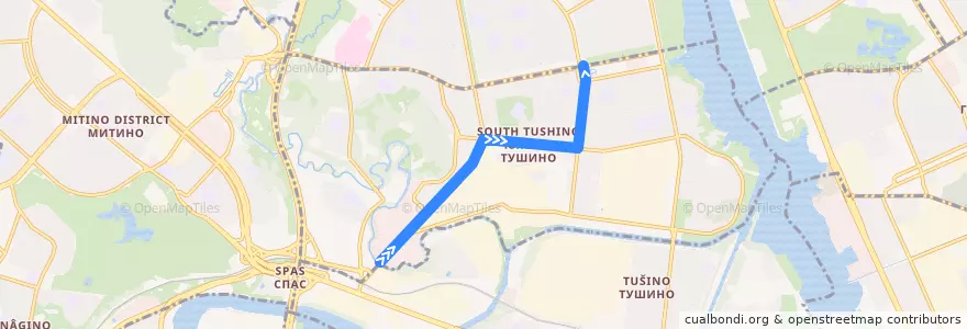 Mapa del recorrido Автобус 368: Налоговый городок => Метро "Сходненская" de la línea  en район Южное Тушино.