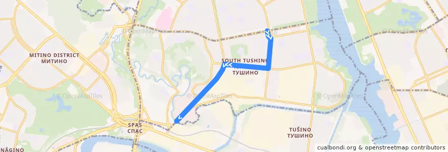Mapa del recorrido Автобус 368: Метро "Сходненская" => Налоговый городок de la línea  en район Южное Тушино.