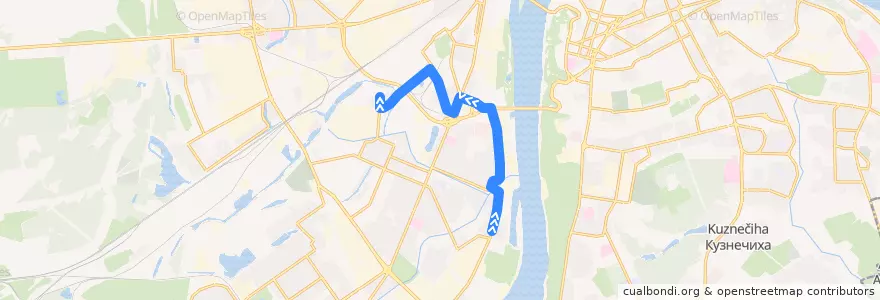 Mapa del recorrido Автобус 88: микрорайон Молитовский — посёлок Дачный de la línea  en городской округ Нижний Новгород.