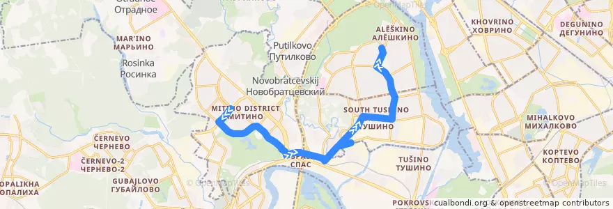 Mapa del recorrido Автобус 252: Метро "Митино" => Метро "Планерная" de la línea  en Северо-Западный административный округ.