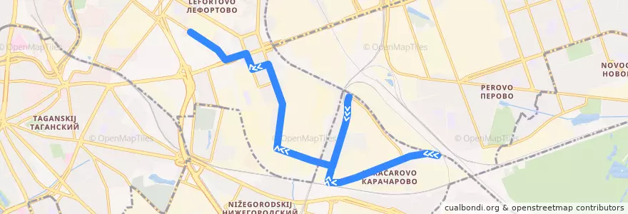 Mapa del recorrido Автобус 859: Карачарово => Центр обслуживания населения de la línea  en Юго-Восточный административный округ.