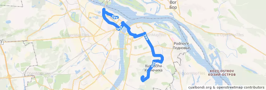 Mapa del recorrido Автобус 41: микрорайон «Седьмое небо» => микрорайон «Цветы» de la línea  en городской округ Нижний Новгород.
