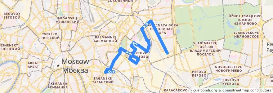 Mapa del recorrido Автобус 730: Метро "Площадь Ильича" => Гаражная улица de la línea  en Moskou.