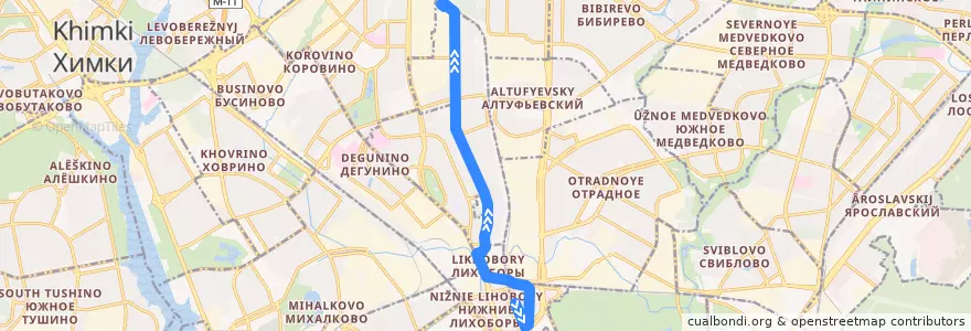 Mapa del recorrido Автобус 677к: метро "Окружная" - платформа "Лианозово" de la línea  en Nördlicher Verwaltungsbezirk.