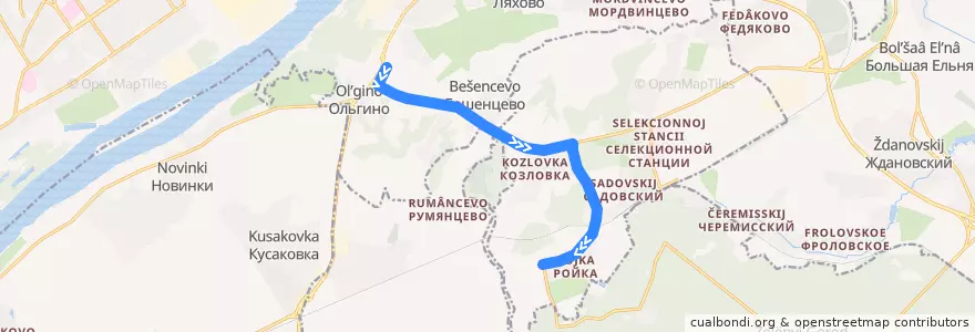 Mapa del recorrido Автобус 53Б: Автовокзал «Щербинки» => Ройка de la línea  en Нижегородская область.