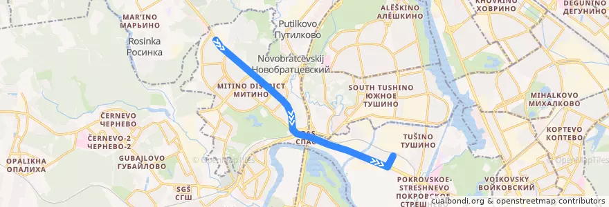 Mapa del recorrido Автобус 2: 4-й микрорайон Митина => Метро "Тушинская" de la línea  en North-Western Administrative Okrug.
