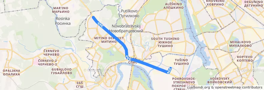 Mapa del recorrido Автобус 2: Метро "Тушинская" => 4-й микрорайон Митина de la línea  en North-Western Administrative Okrug.