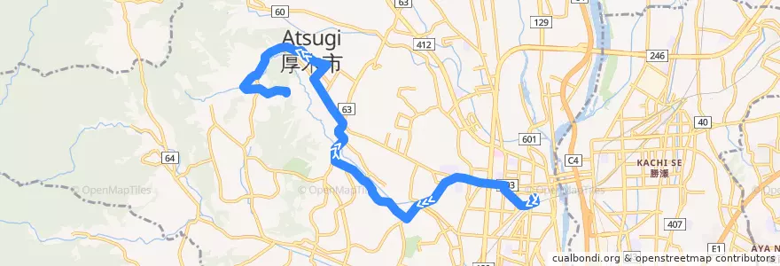 Mapa del recorrido 厚木46系統 de la línea  en 厚木市.