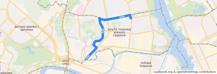 Mapa del recorrido Автобус 199к: Налоговый городок => Метро "Сходненская" de la línea  en Nordwestlicher Verwaltungsbezirk.
