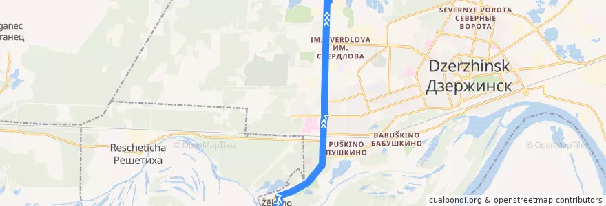 Mapa del recorrido Автобус №15 (Желнино - завод им. Я.М. Свердлова) de la línea  en городской округ Дзержинск.