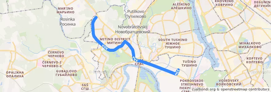 Mapa del recorrido Автобус № 210: Метро "Тушинская" => 4-й микрорайон Митина de la línea  en North-Western Administrative Okrug.