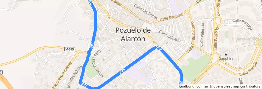 Mapa del recorrido L3: Líneas Urbanas de Pozuelo de la línea  en Pozuelo de Alarcón.